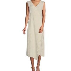 Bryn Walker Diana 100% Linen Wrap Maxi Dress size Large EUC Made In USA